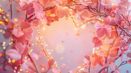 Floral Heart Frame with Fairy Lights 