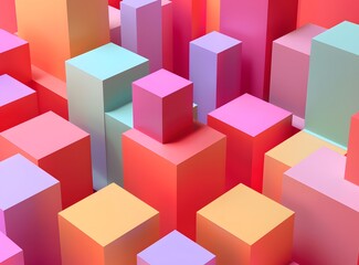 Abstract Colorful 3D Geometric Shapes Pattern Background