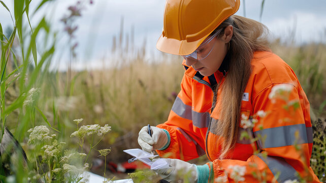 Image of an environmental engineer collecting samples.