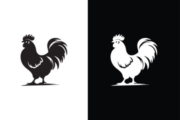Silhouette icon of a chicken. Beautiful chicken. Vector illustration