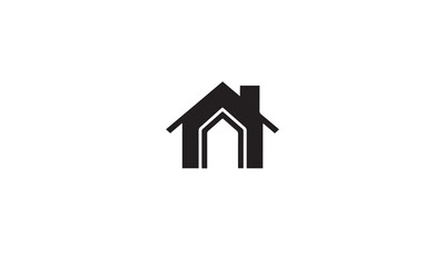 house logo design black simple flat icon on white background