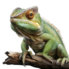 Obraz premium Watercolor Green color chameleon close up, clipart Illustration, Generative Ai