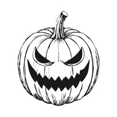Halloween pumpkin with cut-out eyes and mouth on a white background