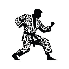 Fototapeta premium Judo , martial art , Karate , Taekwondo male player in graffiti tags, street art pattern illustration, emblem shield badge