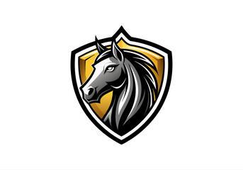 animal, black, defense, design, elegance, elegant, face, graphic, guard, head, horse, horse logo, icon, illustration, logo, luxurious, luxury, mascot, protect, secure, security, shield, stallion,