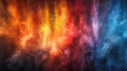 Fototapeta premium A dynamic and colorful abstract background with a powder splash in rainbow colors, featuring paint explosions, ink bursts, and dust effects on a white and black texture