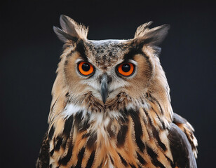 Obraz premium A captivating owl with fiery orange eyes