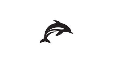 Dolphin logo black simple line art on white background
