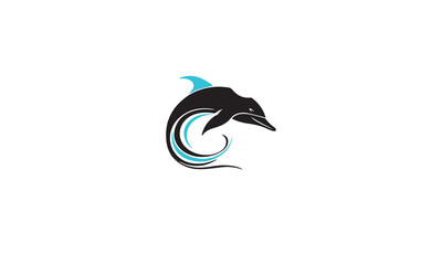 Dolphin logo black simple line art on white background