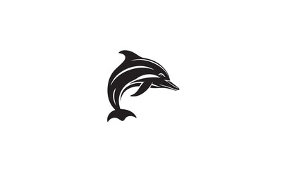 Dolphin logo black simple line art on white background
