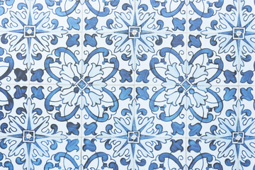 blue and white scrapbooking paper sheet with florals on tiles