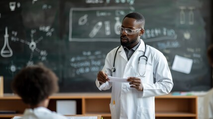 Engaging Science Education: Teacher Demonstrating Concepts with Visual Aids Sparks Interactive Learning Experience