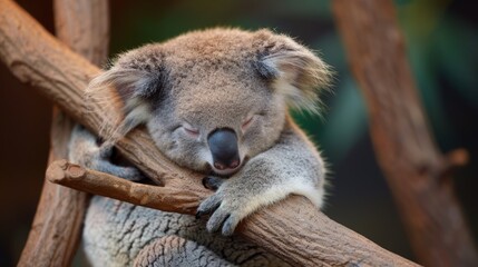 Fototapeta premium Sleeping Koala on a Branch