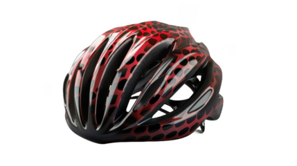  black Red bicycle helmet Isolated on white background