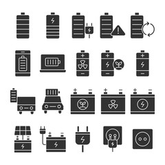 Battery Icon Set Sign Symbol Vector