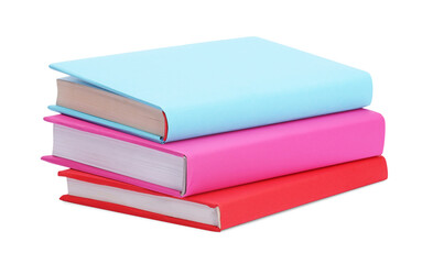 Stack of colorful books isolated on white