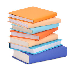 Stack of colorful books isolated on white