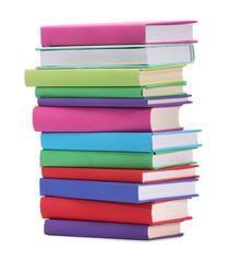 Stack of colorful books isolated on white