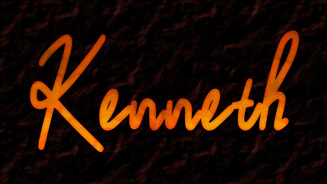 3D fire text effect of name Kenneth on dark background.