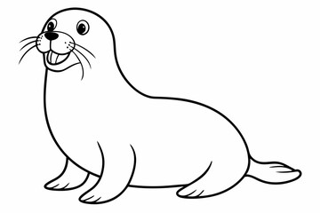 Funny Sea Lion Vector Illustration, Cartoons, Clipart, and Line Art Design, Funny Sea Lion vector illustration, cartoons, clipart, and line art design on a white background.