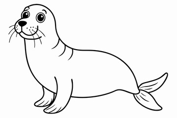 Funny Sea Lion Vector Illustration, Cartoons, Clipart, and Line Art Design, Funny Sea Lion vector illustration, cartoons, clipart, and line art design on a white background.