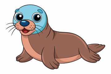 Funny Seal Vector Illustration with White Background Cartoons, Clipart, Line Art Design, Funny seal vector art cartoon, clipart, line art on white background. Perfect for creative designs