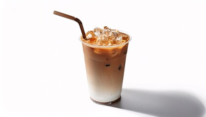 Glass of ice latte coffee