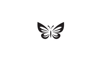 Fototapeta premium fly butterfly logo black simple line art on white background