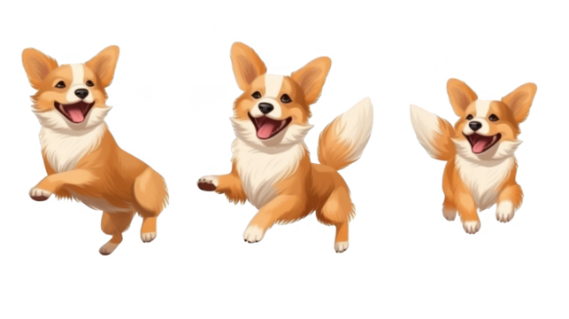  Jumping dogs on transparent background