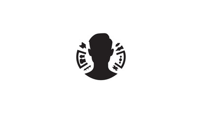 Memory refresh black flat icon, vector sign, Head and reload on white background
