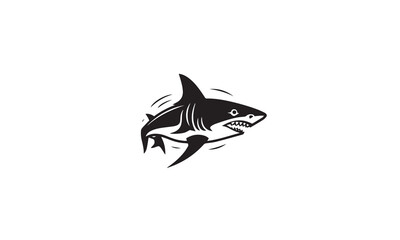 sea shark logo design black simple flat icon on white background
