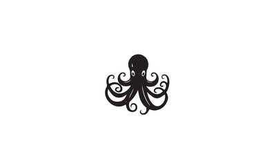 octopus logo black simple line art on white background