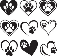 Fototapeta premium Dog Paw Prints Vector Set
