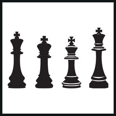 Chess Piece silhouette icons .Board game silhouette