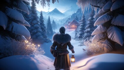 Fototapeta premium Video game scenes with detailed environments and heroic characters