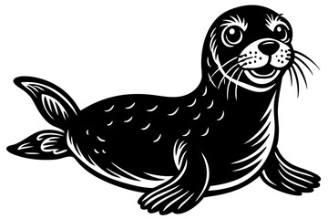 Funny Seal Vector Illustration with White Background Cartoons, Clipart, Line Art Design, Funny seal vector art cartoon, clipart, line art on white background. Perfect for creative designs