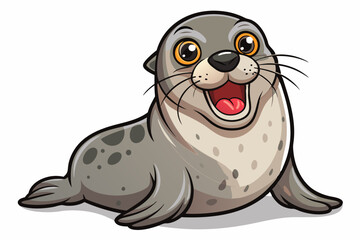 Funny Seal Vector Illustration with White Background Cartoons, Clipart, Line Art Design, Funny seal vector art cartoon, clipart, line art on white background. Perfect for creative designs