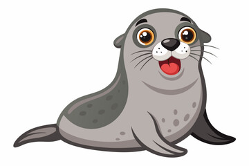Funny Seal Vector Illustration with White Background Cartoons, Clipart, Line Art Design, Funny seal vector art cartoon, clipart, line art on white background. Perfect for creative designs