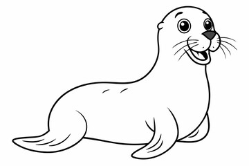 Funny Seal Vector Illustration with White Background Cartoons, Clipart, Line Art Design, Funny seal vector art cartoon, clipart, line art on white background. Perfect for creative designs
