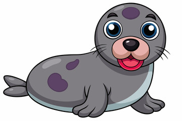 Obraz premium Funny Seal Vector Illustration with White Background Cartoons, Clipart, Line Art Design, Funny seal vector art cartoon, clipart, line art on white background. Perfect for creative designs