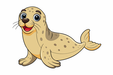 Fototapeta premium Funny Seal Vector Illustration with White Background Cartoons, Clipart, Line Art Design, Funny seal vector art cartoon, clipart, line art on white background. Perfect for creative designs