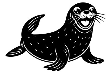 Funny Seal Vector Illustration with White Background Cartoons, Clipart, Line Art Design, Funny seal vector art cartoon, clipart, line art on white background. Perfect for creative designs