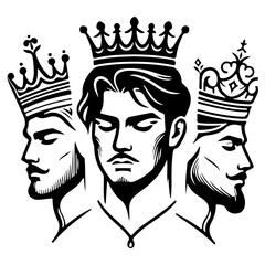 Royal King, Queen Silhouettes Crowns SVG Clipart.