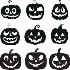 Pumpkin Faces Silhouette Bundle