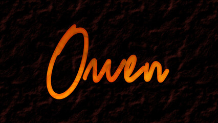 3D fire text effect of name Owen on dark background.