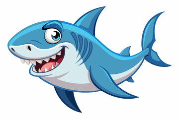Funny Shark Vector Illustration, Cartoons, Clipart, and Line Art Design on White Background, Cute and funny shark illustration in vector, cartoon, clipart, and line art design on white background.