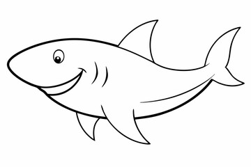 Funny Shark Vector Illustration, Cartoons, Clipart, and Line Art Design on White Background, Cute and funny shark illustration in vector, cartoon, clipart, and line art design on white background.