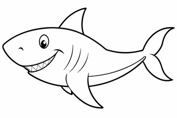 Funny Shark Vector Illustration, Cartoons, Clipart, and Line Art Design on White Background, Cute and funny shark illustration in vector, cartoon, clipart, and line art design on white background.
