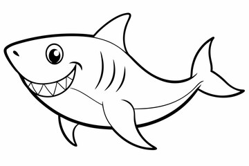 Funny Shark Vector Illustration, Cartoons, Clipart, and Line Art Design on White Background, Cute and funny shark illustration in vector, cartoon, clipart, and line art design on white background.
