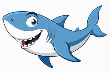 Funny Shark Vector Illustration, Cartoons, Clipart, and Line Art Design on White Background, Cute and funny shark illustration in vector, cartoon, clipart, and line art design on white background.